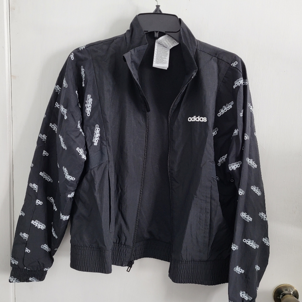 adidas Black Logo Windbreaker Jacket